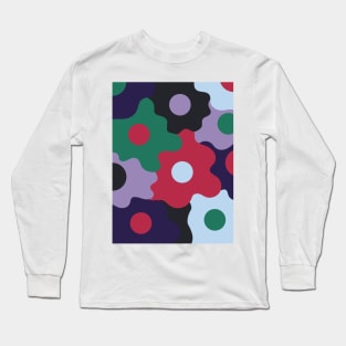 Retro Groovy Egg Flowers - Deep Winter Seasonal Color Palette Long Sleeve T-Shirt